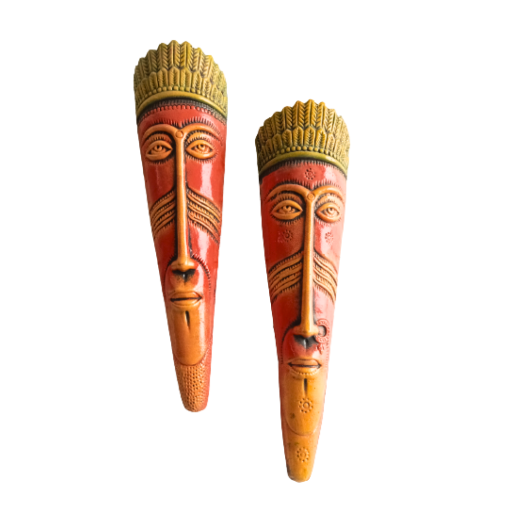 Terracotta Tribal Faces Medium Size (Length : 17 cm Width : 3 cm )