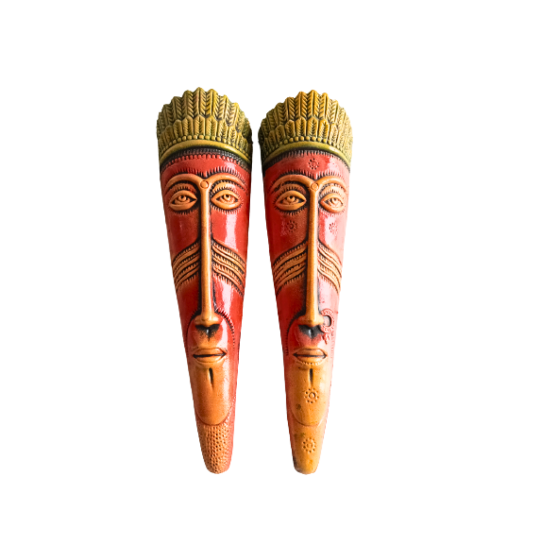 Terracotta Tribal Faces Medium Size (Length : 17 cm Width : 3 cm )