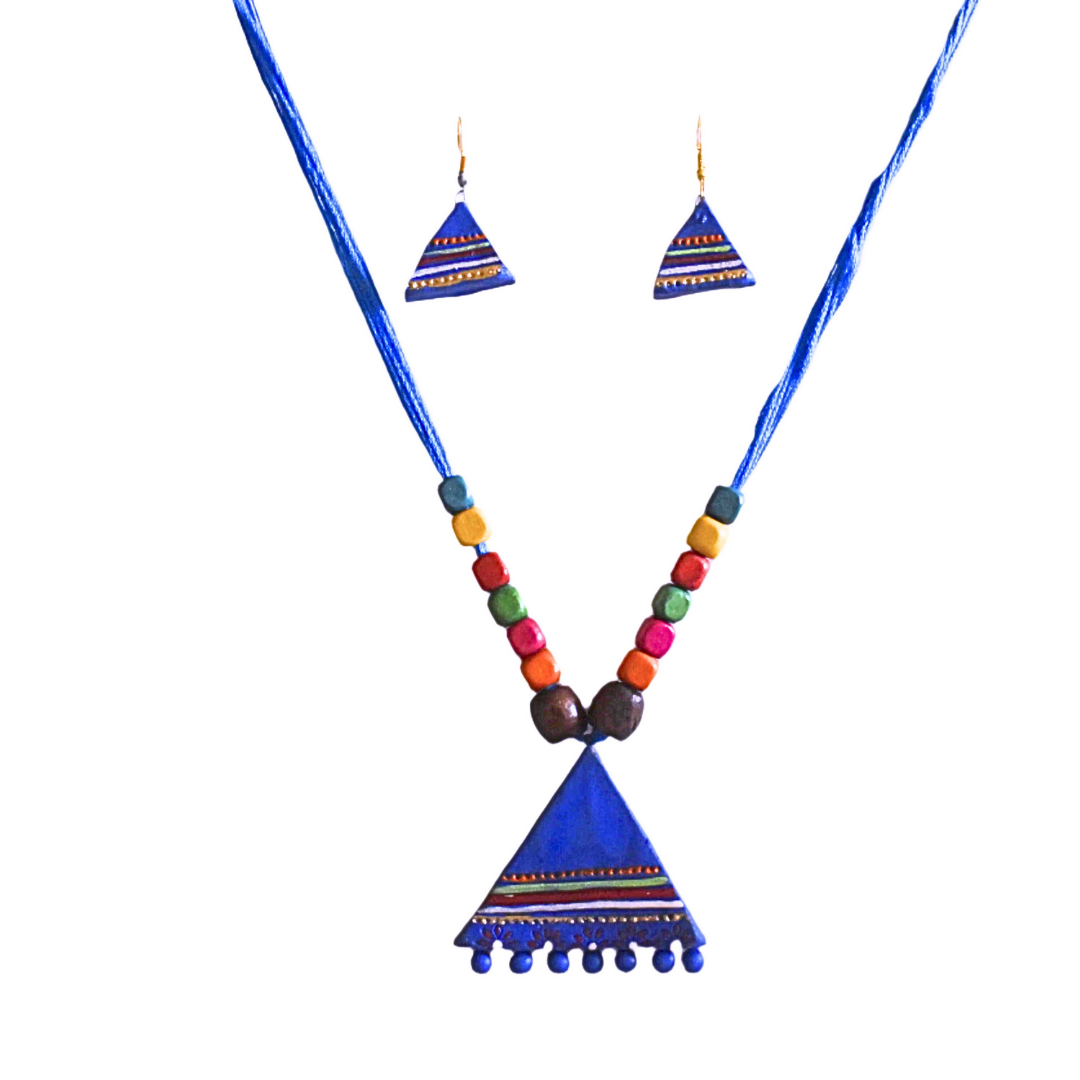 Terracotta Jewellery Set Triangle Shape(Neclace + Earrings)