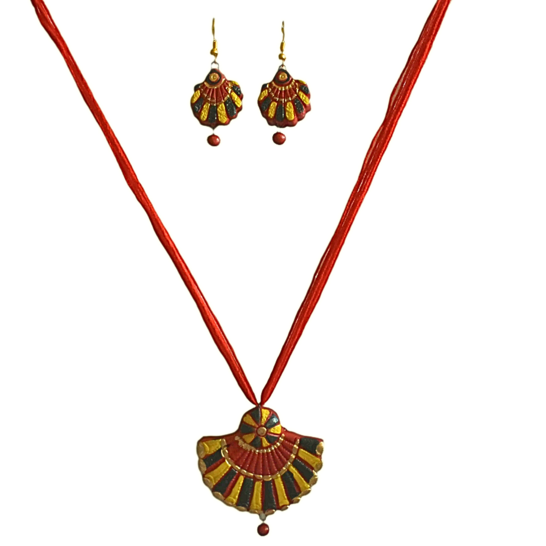 Terracotta Jewellery set(Simi Circle shape, Red Color)