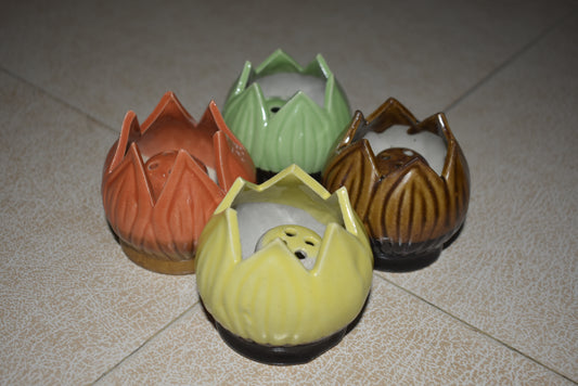 Ceramic Aggarbatti Stand Assorted Color(Lotus Shape)