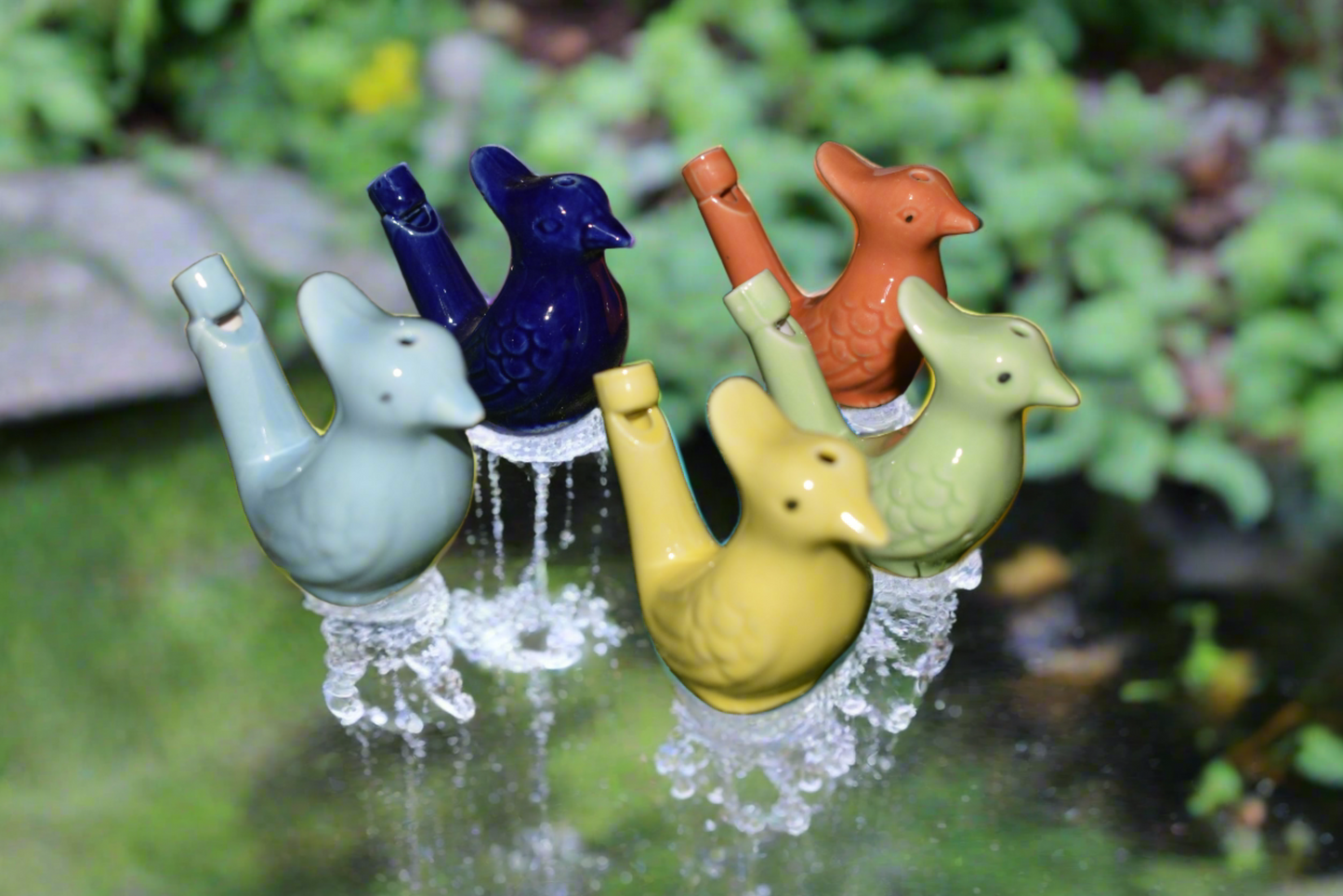 Ceramic Assorted color Water Filled Whistling Birds(Set of 2)