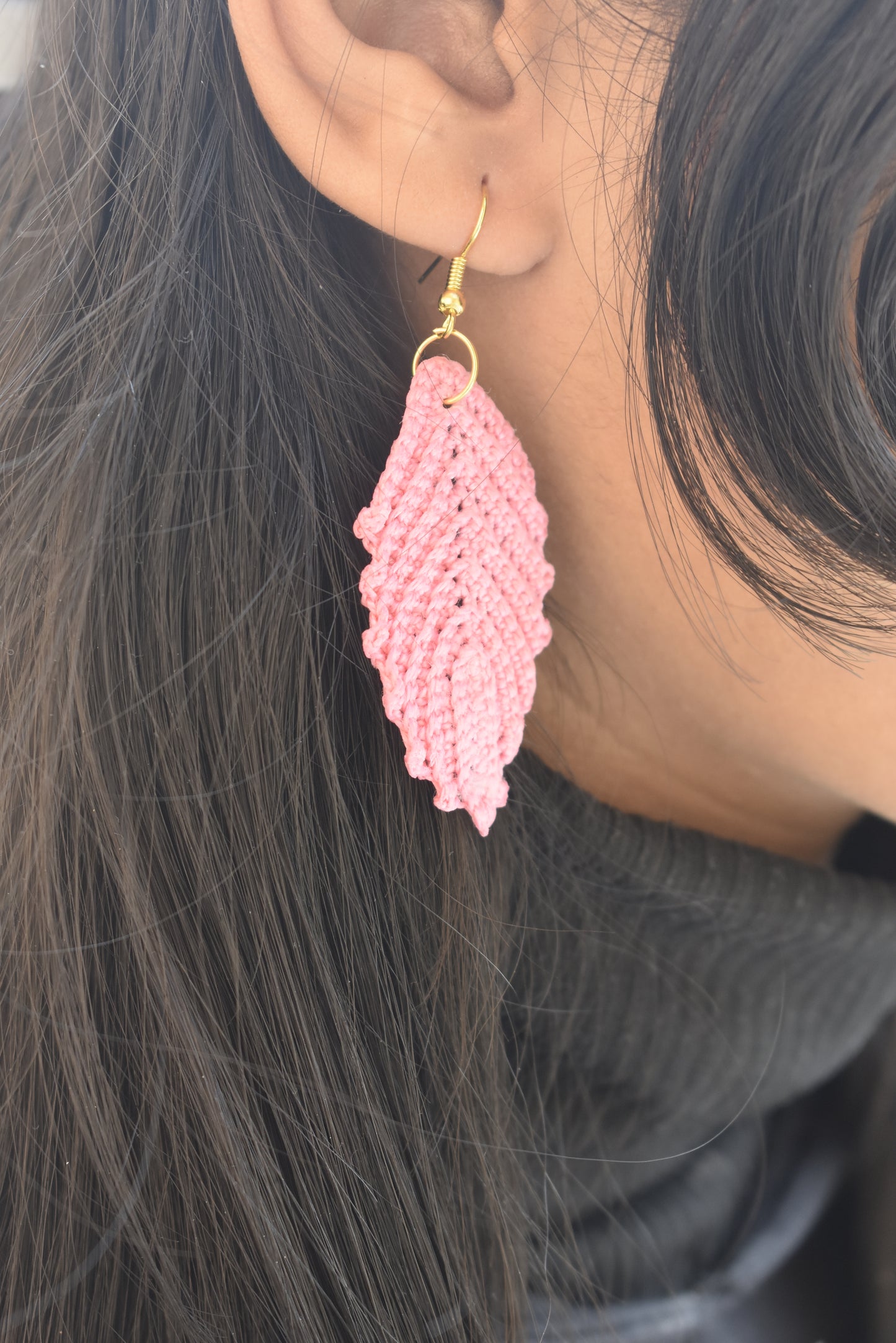 Crochet Leaf Design Earrings