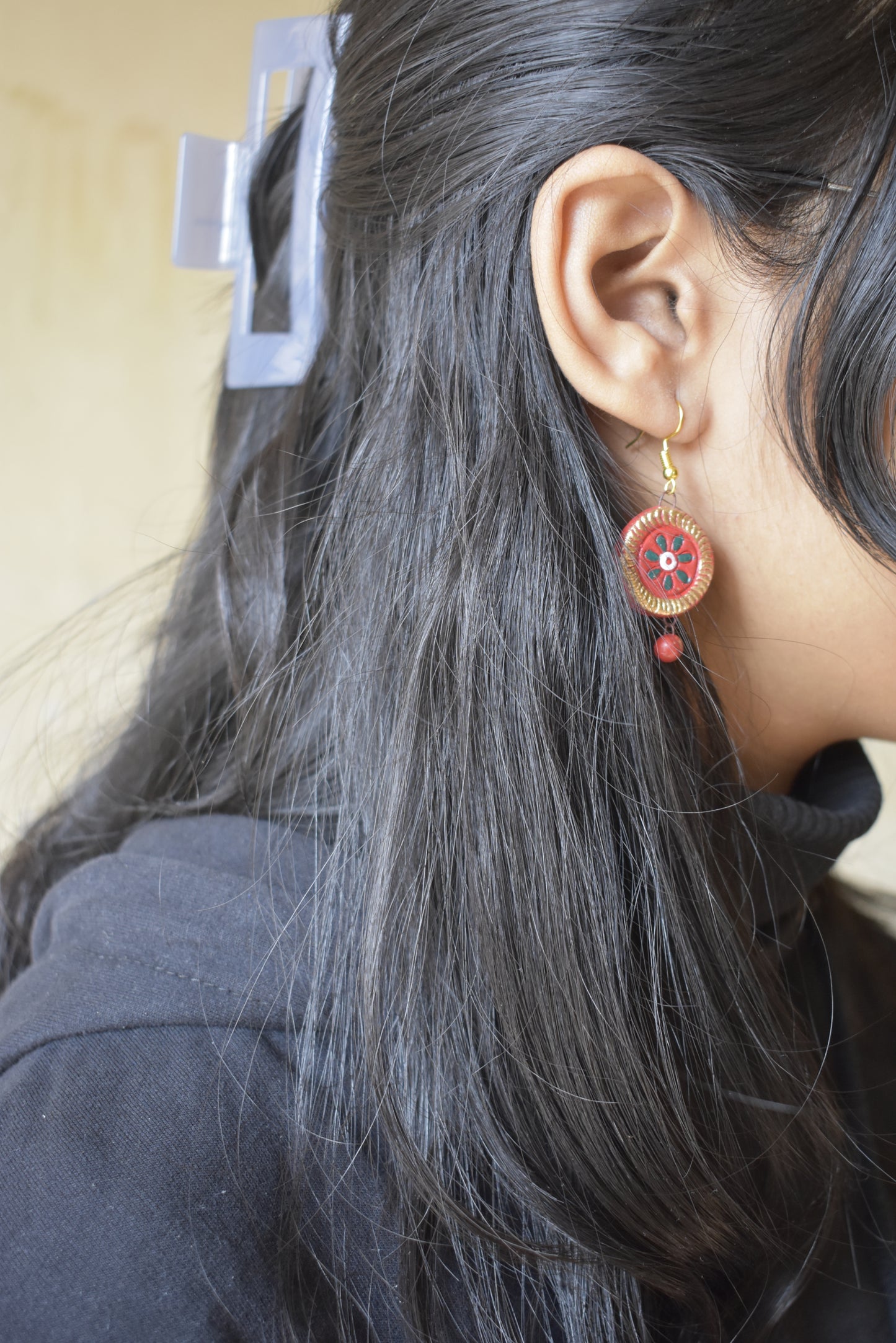 Terracotta Jewellery Set(Red Color, Round Shape)