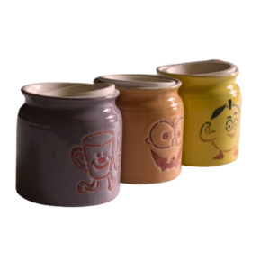 Ceramic Pickle Jar Smiley Design in Assorted color(200 ML)(Set of 2)