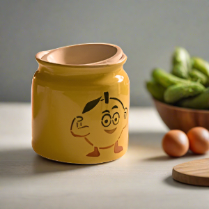 Ceramic Pickle Jar Smiley Design in Assorted color(200 ML)(Set of 2)