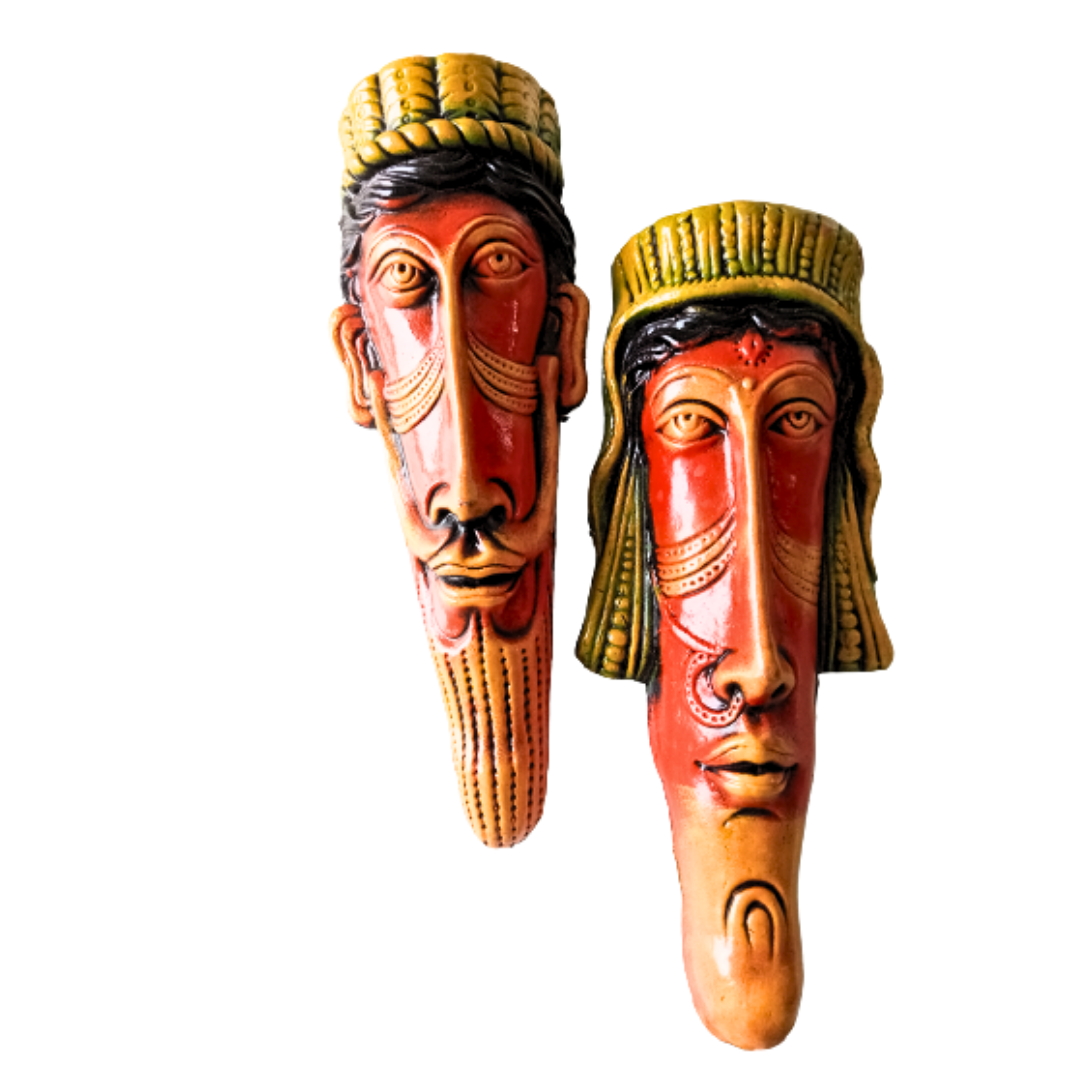 Terracotta Tribal faces Large(Length : 19 cm Width : 6.5 cm)