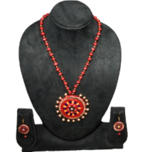 Terracotta Jewellery Set(Red Color, Round Shape)