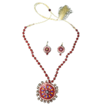 Terracotta Jewellery Set(Red Color, Round Shape)