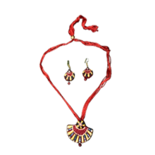 Terracotta Jewellery set(Simi Circle shape, Red Color)