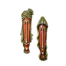 Terracotta Hanging Rajasthani Faces Large(Set of 2)