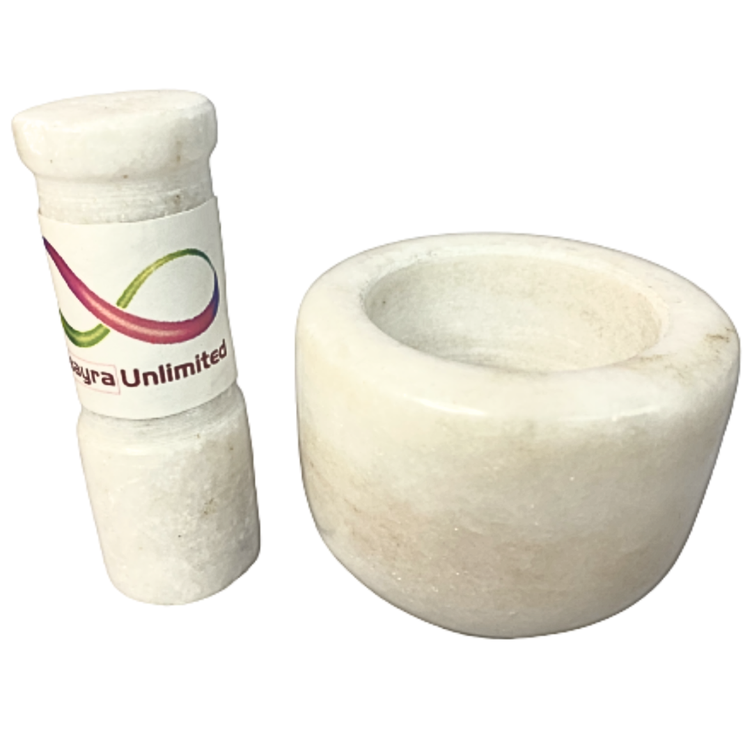 white stone mortal and pestle(Round)