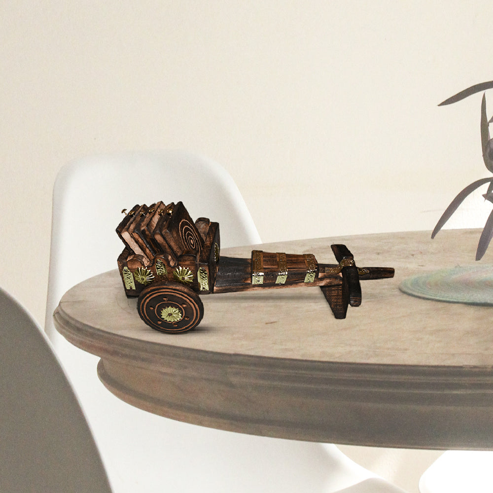 Wooden Bullock Cart Shape Tea Coaster Set